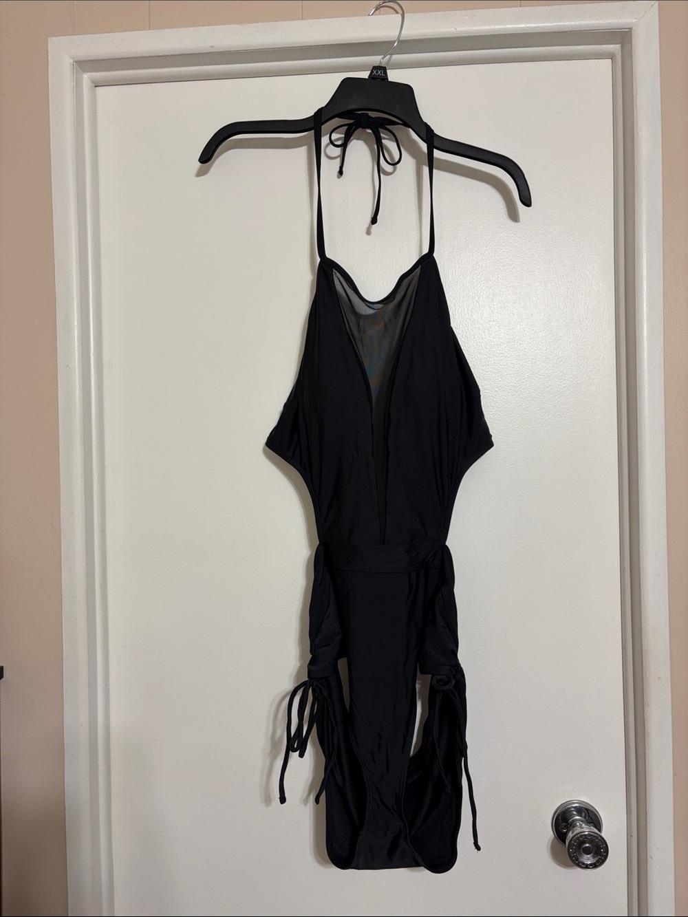 Black Kids One-Piece Swimsuit with Halter Neck